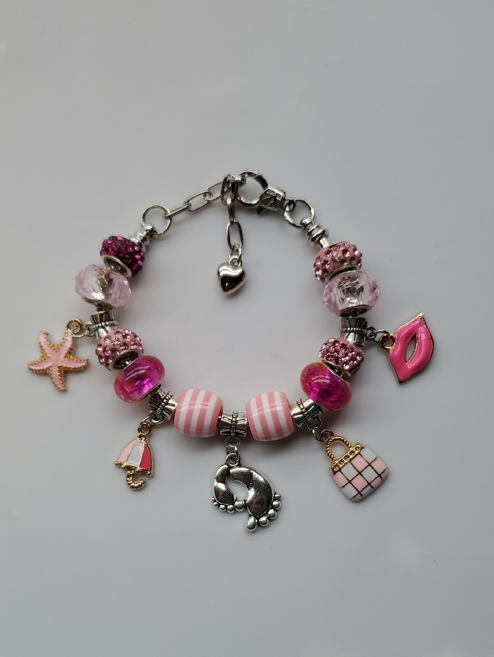 Mother's Day Charm Bracelet Hand Made Glass Beads